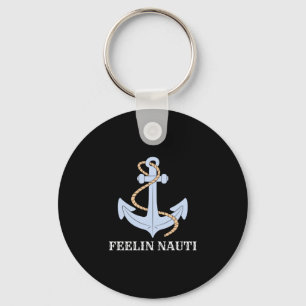 Mens boating boat owner feelin nauti pontoon key ring