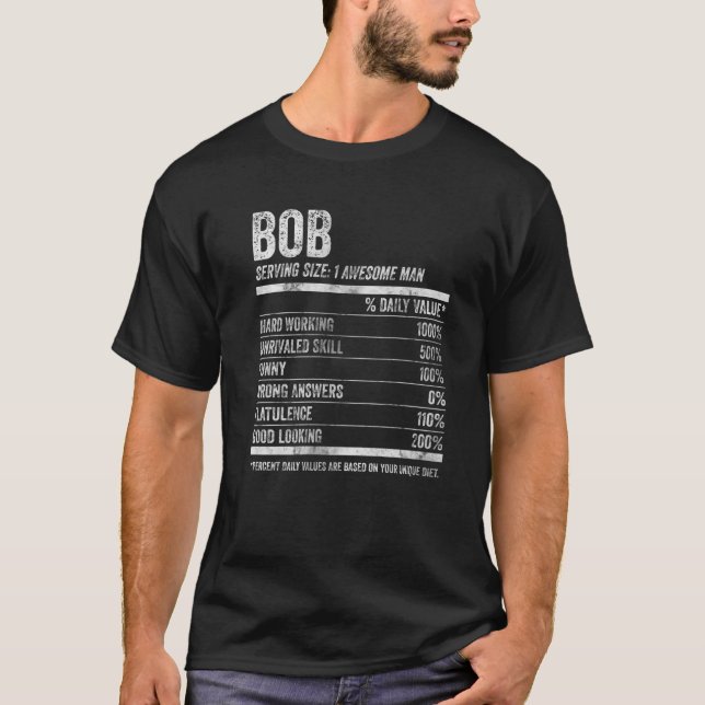 Mens Bob Nutrition Personalised Name Funny Name Fa T-Shirt (Front)