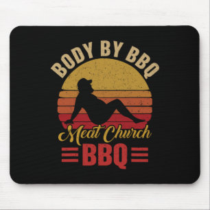 Mens Body By Bbq Vintage Meat Church Grilling Barb Mouse Mat