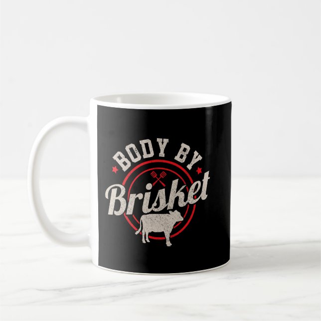 Mens Body By Brisket Funny Steak Lover Grilling BB Coffee Mug (Left)