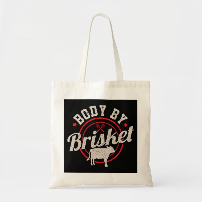 Mens Body By Brisket Funny Steak Lover Grilling BB Tote Bag (Front)