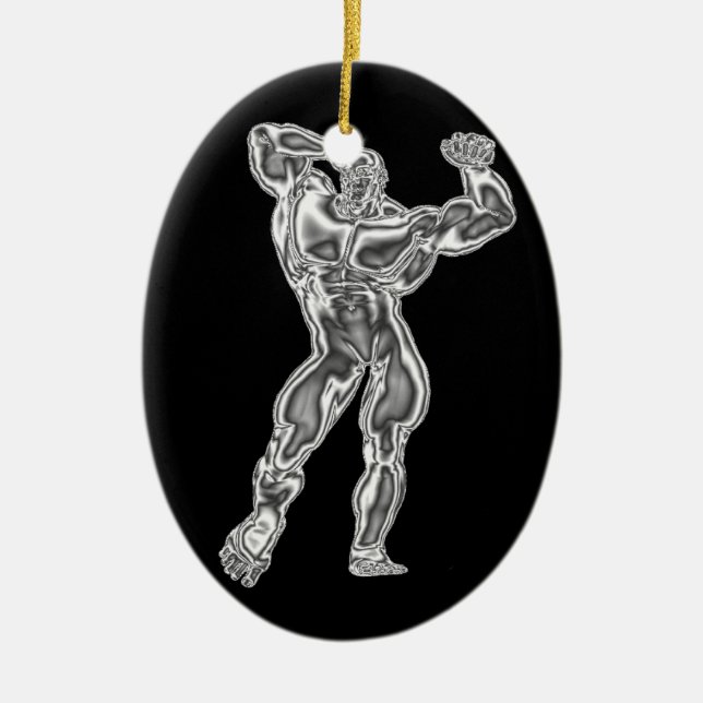 Mens Bodybuilding Pose Ornament (Front)