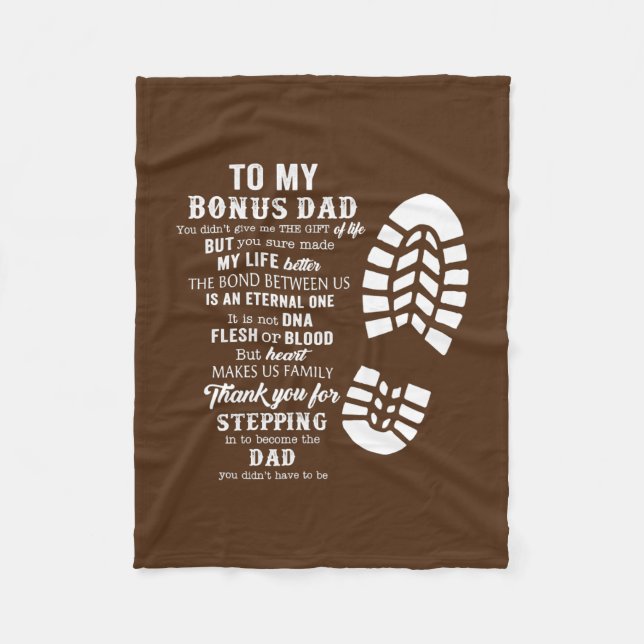 Mens Bonus Dad Fathers Day Gift From Stepdad For Fleece Blanket (Front)
