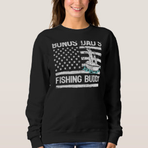 Mens Bonus Dad's Fishing Buddy American Flag Fishi Sweatshirt