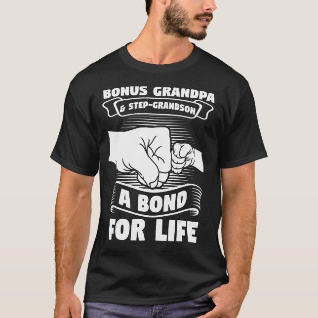Mens Bonus Grandpa & Step Grandson Bonus Grandad T-Shirt (Front)