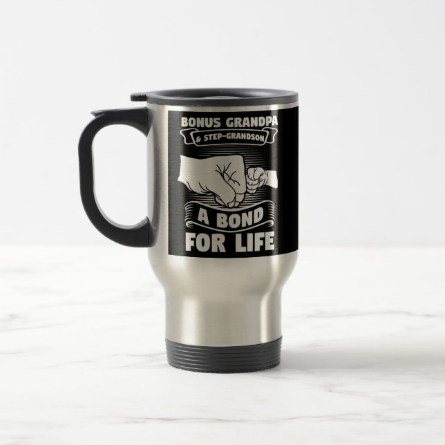 Mens bonus grandpa step grandson bonus grandad  travel mug (Left)