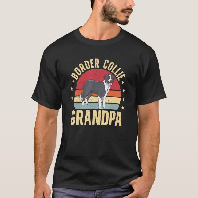 Mens Border Collie Grandpa Dog Owner Border Collie T-Shirt (Front)