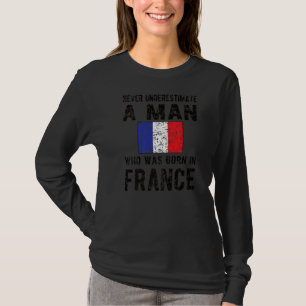 Mens Born In France French Flag French Roots T-Shirt