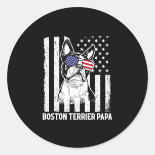 Mens boston terrier papa cool dog lover usa classic round sticker