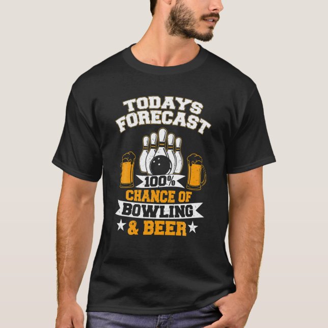 Mens Bowler Quotes 100% Chance Of Bowling And Beer T-Shirt (Front)