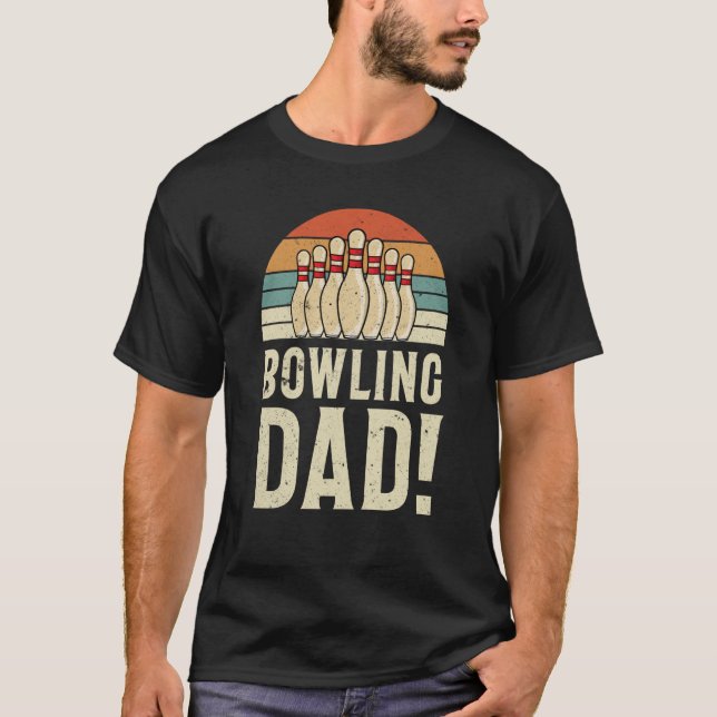 Mens Bowling Dad Retro Ten Pin Team League T-Shirt (Front)