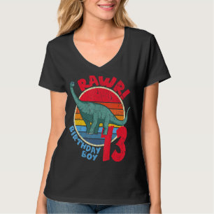 Mens Boy 13th Birthday I Rawr! Brachiosaurus I Fam T-Shirt