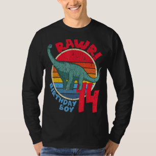 Mens Boy 14th Birthday I Rawr! Brachiosaurus I Fam T-Shirt