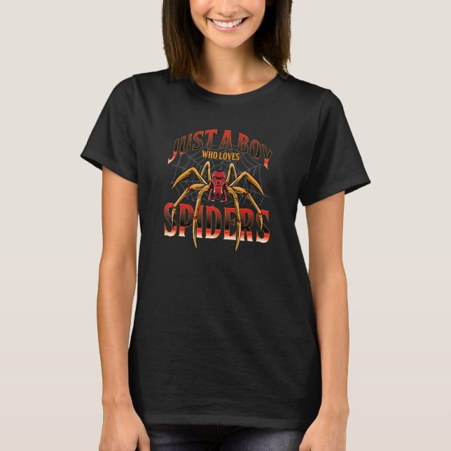 Mens Boy Who Loves Spider Arachnophile Arachnids I T-Shirt (Front)