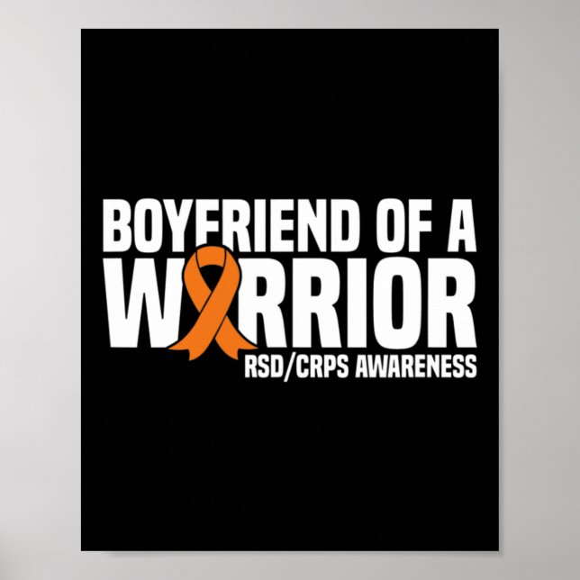 Mens Boyfriend of a Warrior Orange Ribbon RSDCRPS  Poster (Front)