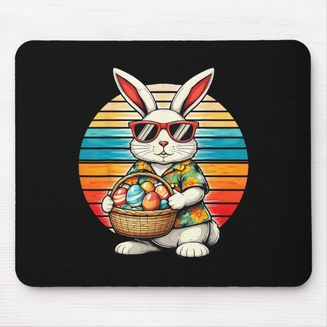 Mens Boys Easter Retro Bunny Egg Funny Easter Men  Mouse Mat (Front)