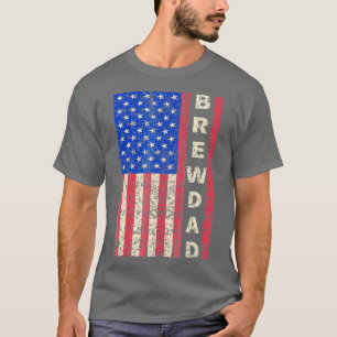 Mens Brew Dad American Flag Beer Homebrew Day T-Shirt