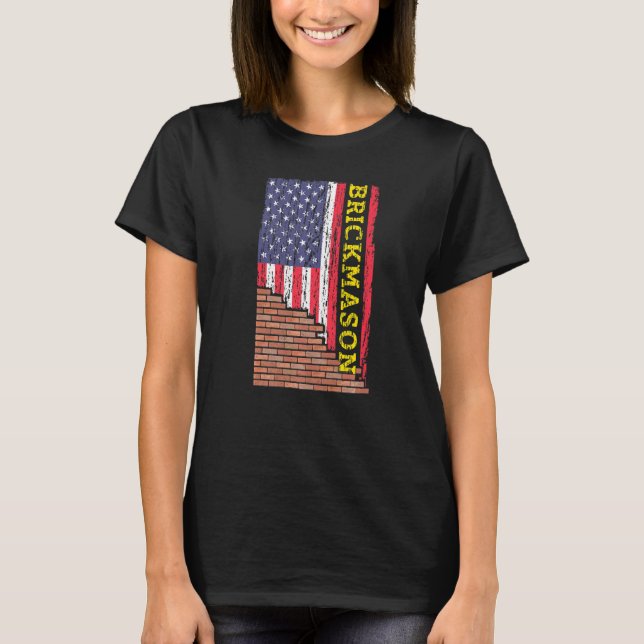 Mens Brick Mason Bricklayer Masonry Dad Us Flag Pa T-Shirt (Front)