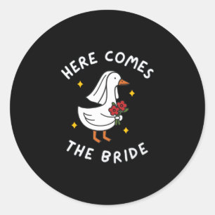 Mens bride to be wedding silly bride goose gettin' classic round sticker