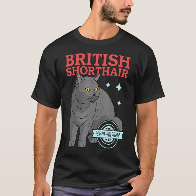 Mens British Shorthair Dad Cat Owner British Short T-Shirt (Front)