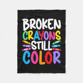 Mens broken crayons have colour mental health fleece blanket