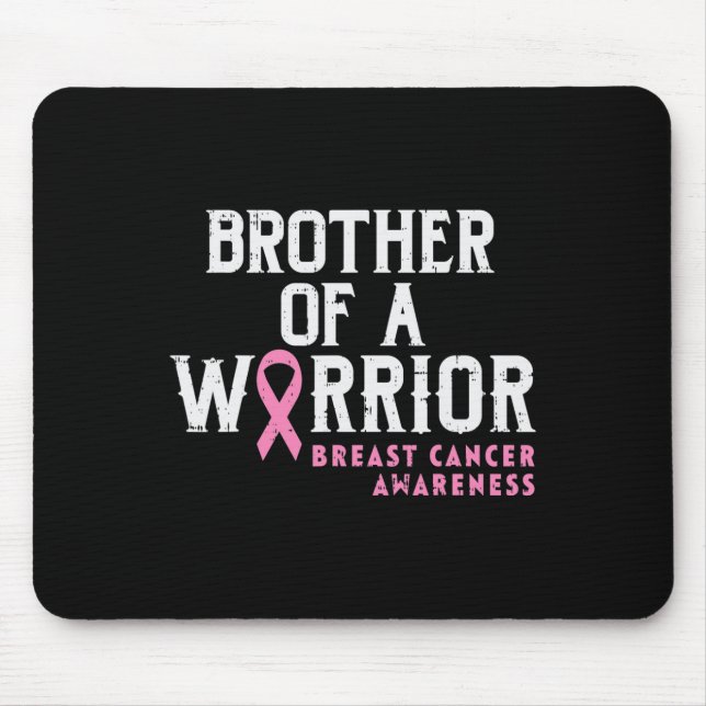 Mens Brother Of A Warrior Breast Cancer Awareness  Mouse Mat (Front)