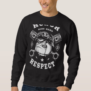 Mens Brotherhood Club Biker Bulldog Honour Respect Sweatshirt