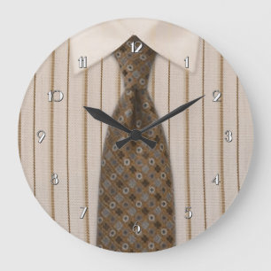Mens Brown Shirt and Tie Novelty Wall Clock