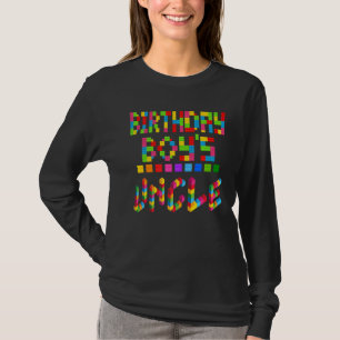 Mens Building Brick Block Uncle Of Birthday Boy T-Shirt
