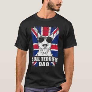 Mens Bull Terrier Dad Cool Uk Flag Vintage Retro T-Shirt