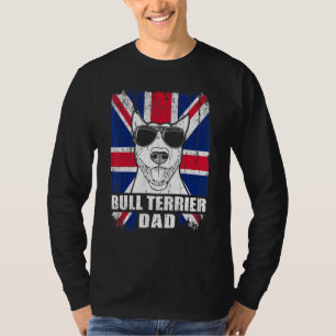 Mens Bull Terrier Dad Cool Uk Flag Vintage Retro T-Shirt