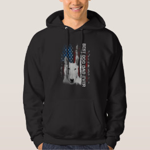 Mens Bull Terrier Dad Vintage American Flag Father Hoodie