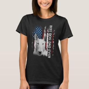Mens Bull terrier Dad Vintage American Flag Father T-Shirt
