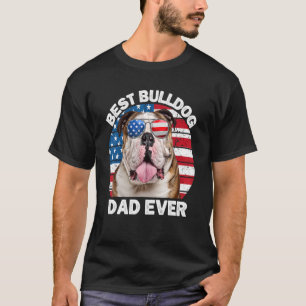 Mens Bulldog Dad American Flag English Bulldog D T-Shirt