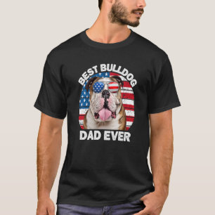 Mens Bulldog Dad American Flag  English Bulldog Do T-Shirt