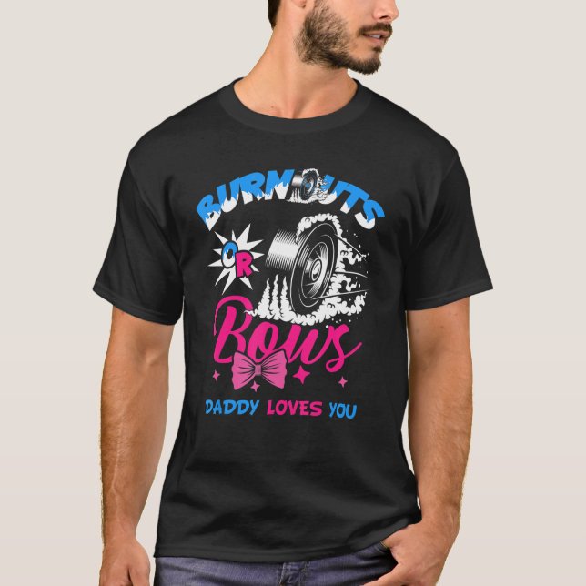 Mens Burnouts Or Bows Gender Reveal Baby P Y Annou T-Shirt (Front)