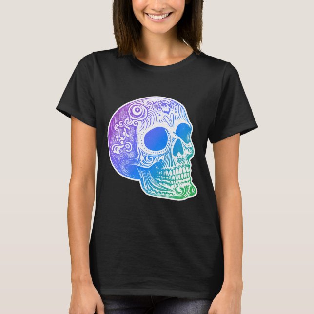 Mens Calaca Gradient Sugar Skull Design T-Shirt (Front)