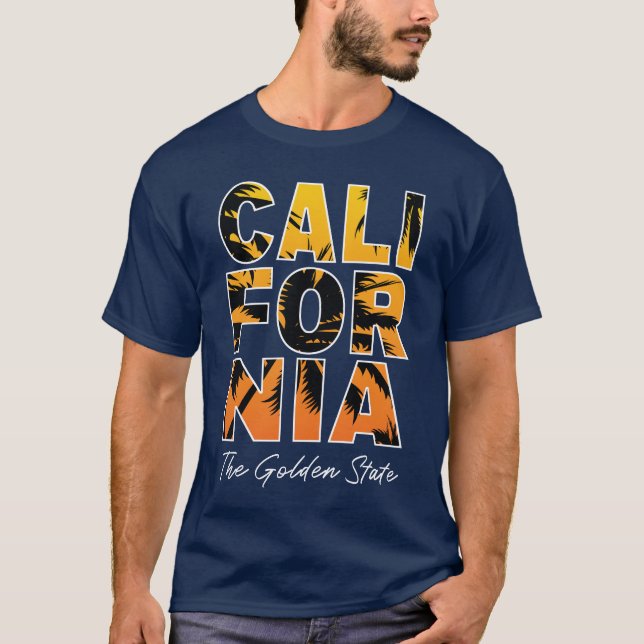 Men's California Palm Trees Filled Letters T-Shirt (Front)
