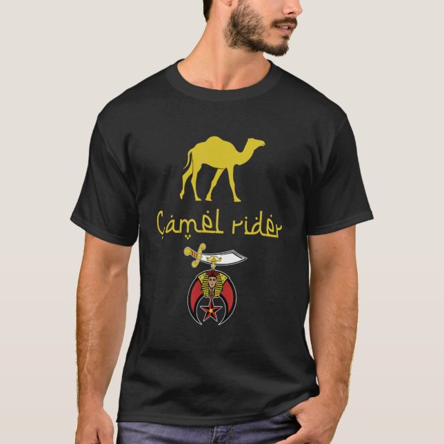 Mens Camel Rider Shriner Masons Emblem Masonic Fat T-Shirt (Front)
