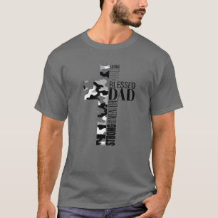 Mens Camo Blessed Dad Cross Religious Daddy Christ T-Shirt