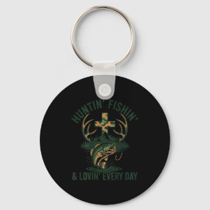 Men's camo faith hunting fishing loving every day key ring
