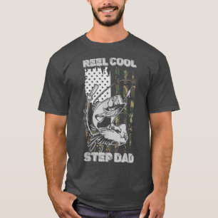 Mens Camo Flag Print Reel Cool Step Dad Funny Fath T-Shirt