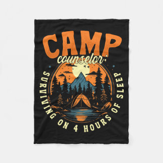 Mens Camp Counsellor Surviving On 4 Hours Of Sleep Fleece Blanket