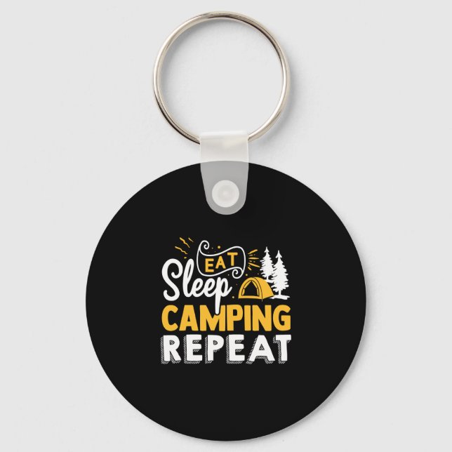 Mens camping bonfire camp life forest camper key ring (Front)
