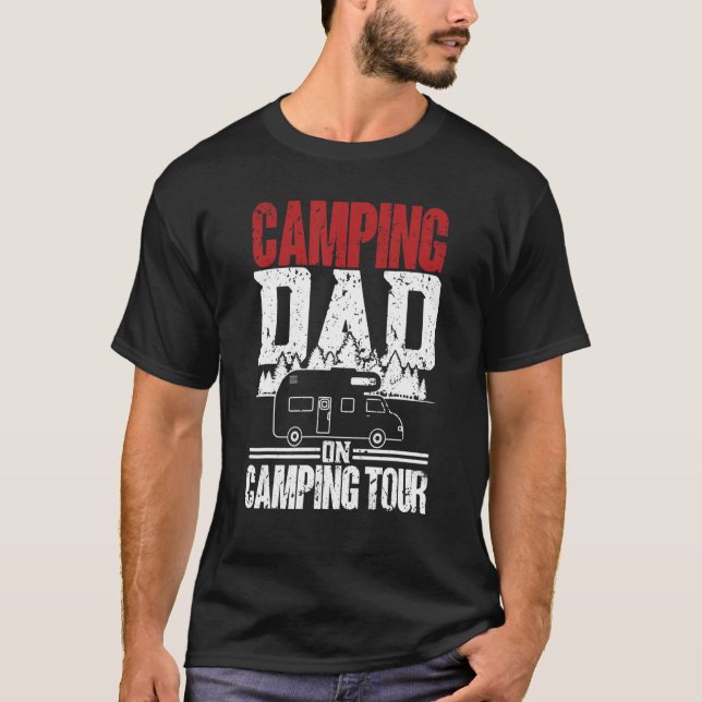 Mens Camping Dad On Tour  Camper Caravan  Camping T-Shirt (Front)