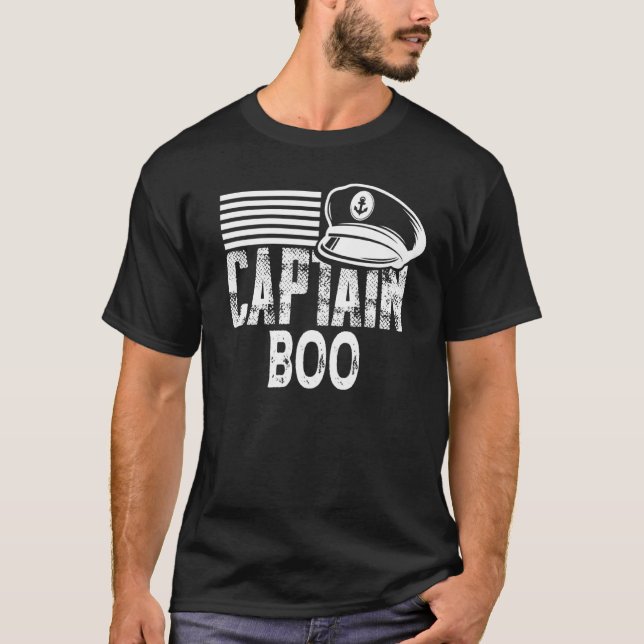 Mens Captain Boo Sailing Captain Hat Boat Owner Bo T-Shirt (Front)