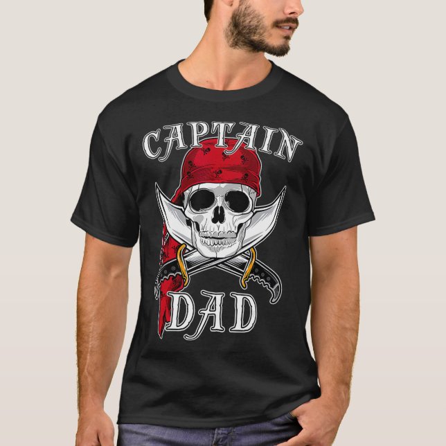 Mens Captain Dad Funny Halloween Pirate Skull Gift T-Shirt (Front)
