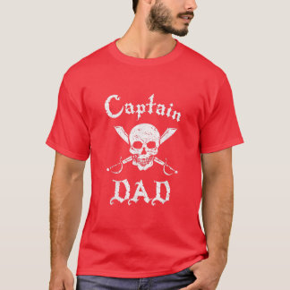Mens Captain Dad Funny Pirate T-Shirt