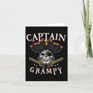 Mens Captain Grampy Pirate Hat And Skull Boating G Card