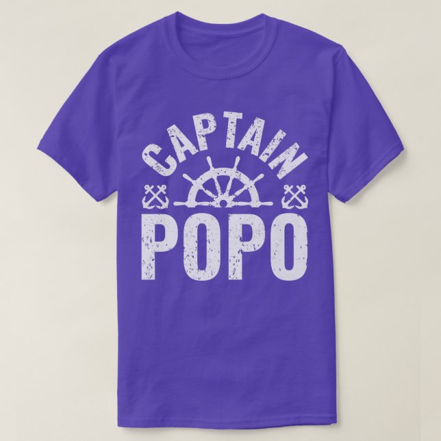 Mens Captain Popo Boat Owner Lake Boating Father's T-Shirt (Design Front)